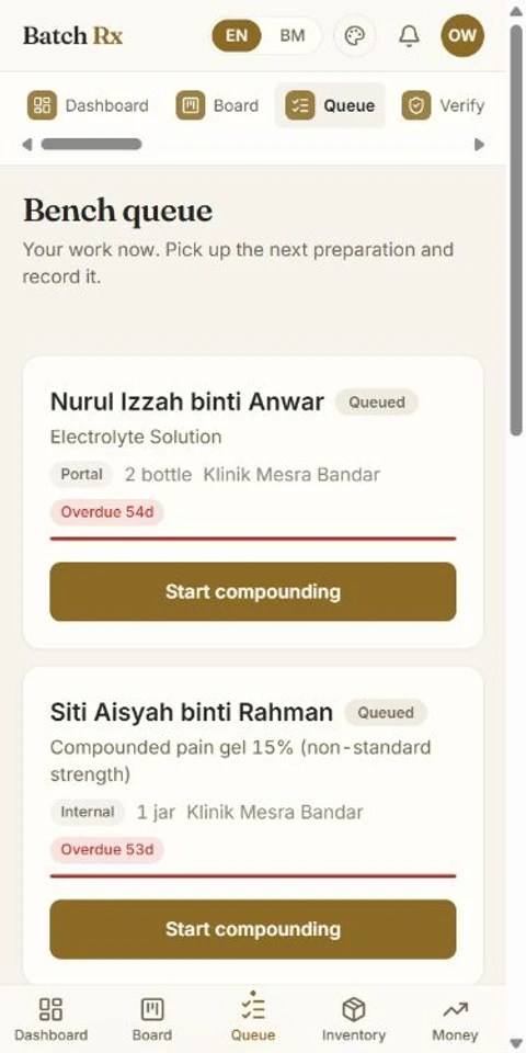 Batch Rx mobile app screenshot